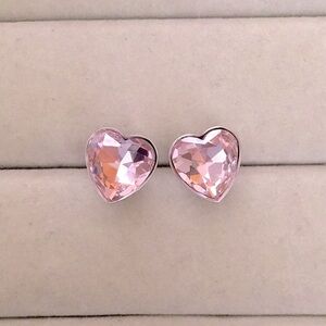 Rose Pink Crystal Heart Earrings